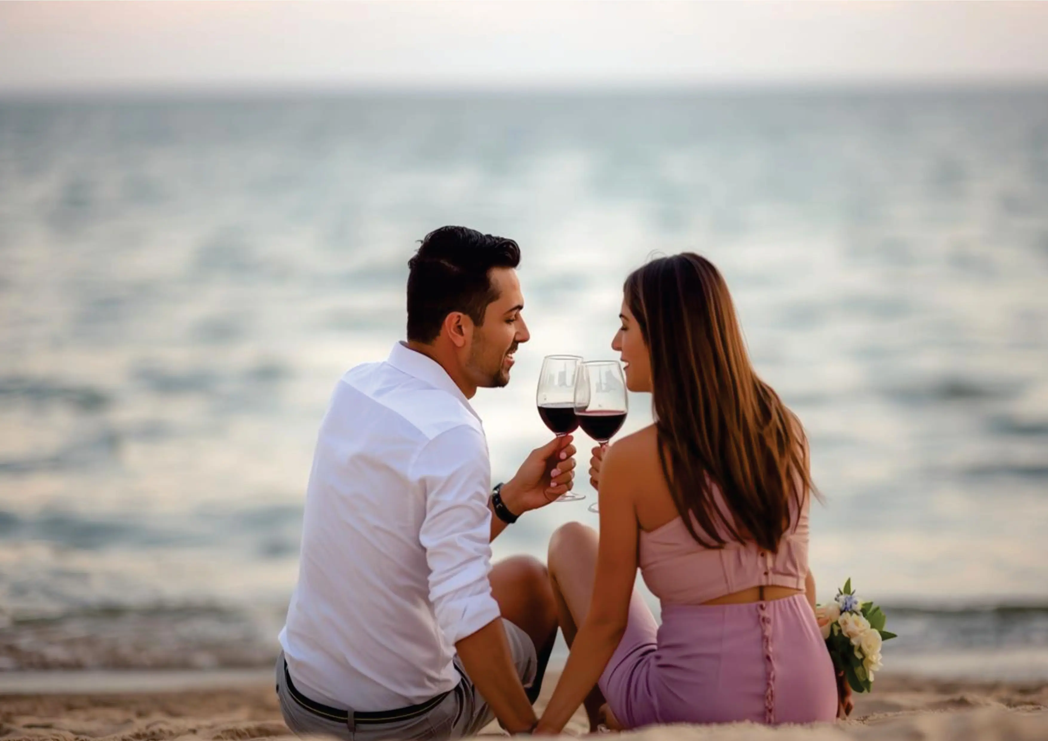 Pareja brindando con vino