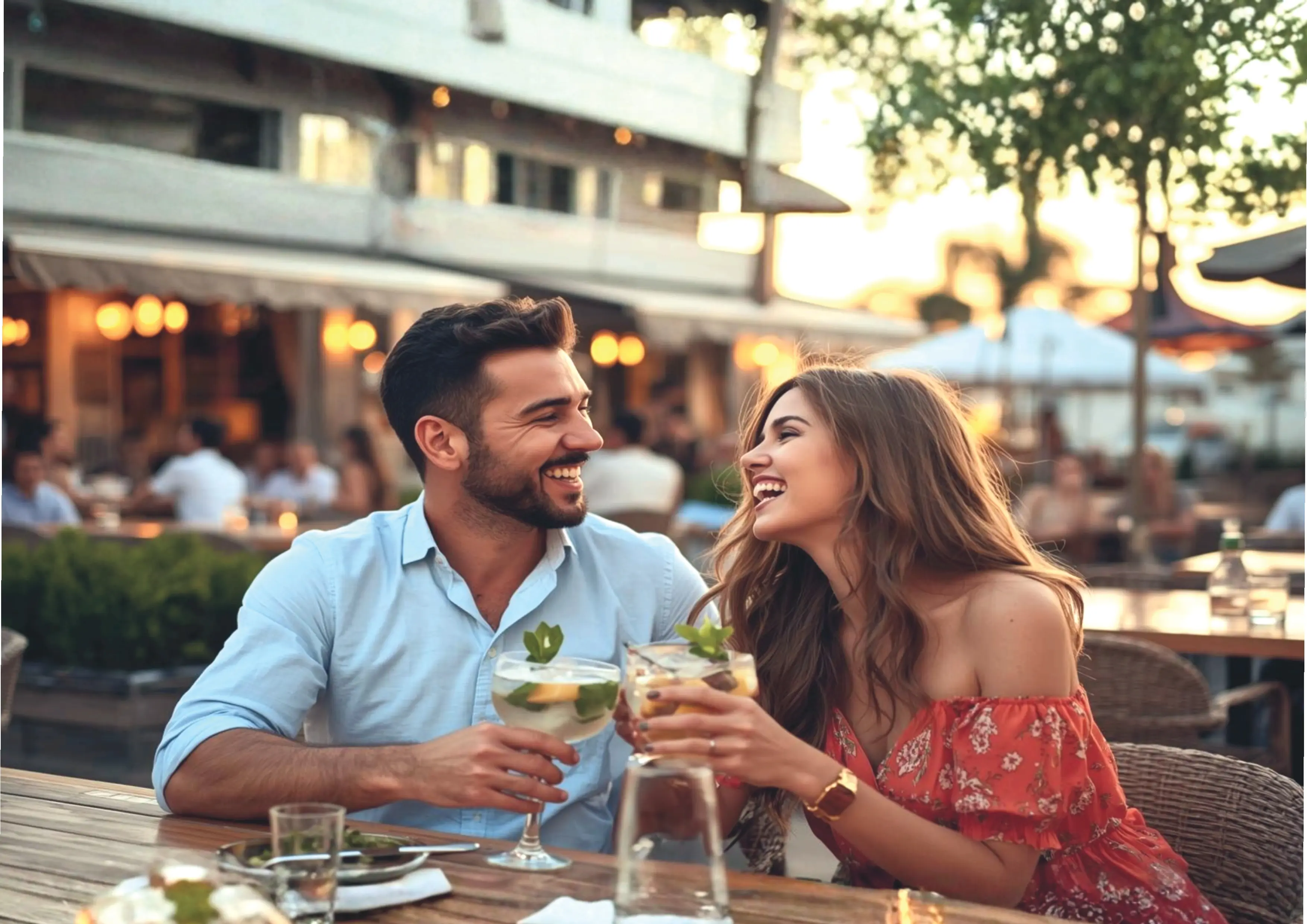 Pareja con cócteles